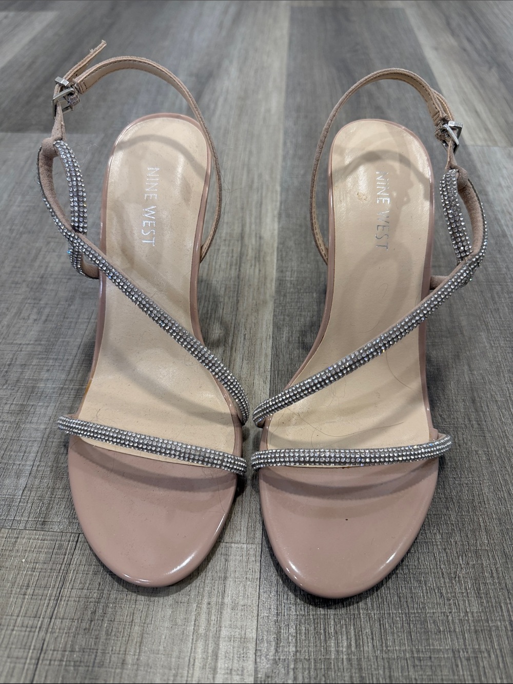 Nine West Blush Pink Rhinestone Slingback Heels
